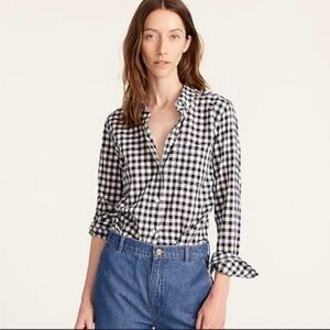 J. Crew Black and White Checkered Button Down Shirt